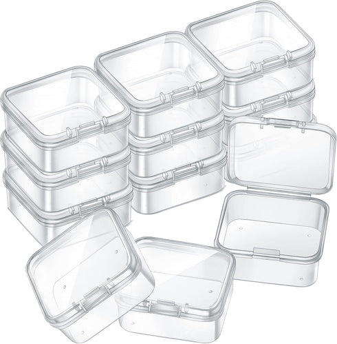 SATINIOR 12 PacK Clear Plastic Beads Storage Containers Box with Hinged Lid for Beads and More (1.7x1.7x0.79 Inch)...
