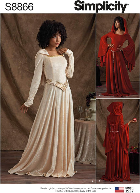 Simplicity Women's Fantasy Cosplay Costume Gown Sewing Patterns, Sizes 14-22...