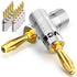 VCELINK Speaker Banana Plugs 6 Pairs/12 Pcs, 24K Gold Plated Dual-Screw Type Speaker Connector for Speaker Wire, Home Theater, Wall Plate, Audio/V...