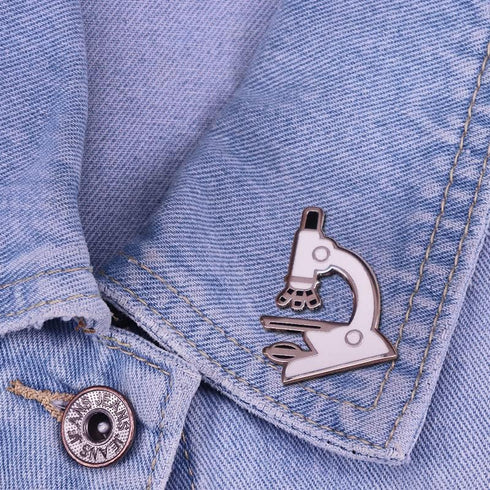 Silver Microscope Enamel Pin Brooch Metal Badge for Backpacks, scientific gift, scientist laboratory, medical biology jewelry gift...