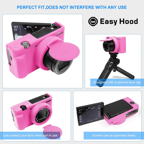 Camera Case for Sony ZV-1 Camera Removable Lens Cover,Anti-Scratch Silicone Soft Camera Case Compatible with Sony ZV-1 ZV1 Camera(Pink)...