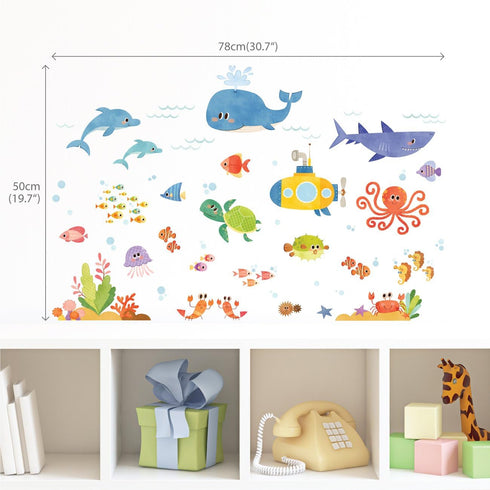 DECOWALL DS4-8009 Sea Adventure Kids Wall Stickers Wall Decals Peel and Stick Removable Wall Stickers for Kids Nursery Bedroom Living Room (Small)...