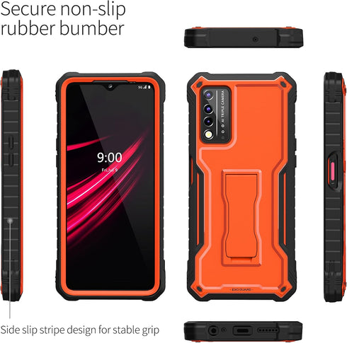 ExoGuard for T-Mobile REVVL V Plus 5G Case, Rubber Shockproof Full-Body Cover Case Built-in Screen Protector and Kickstand Compatible with T-Mobil...