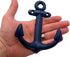 Wowser Nautical Cast Iron Ship Anchor Wall Hooks, 6 Inches, Set of 3 (Blue)...