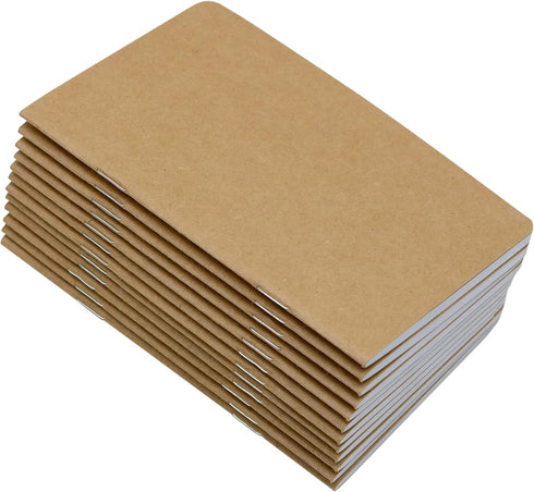 Yansanido 12 Pcs 5.5 Inch x 3.5 Inch Brown Cover Pocket Notebook 32 Sheets (64 Pages) Blank Pages 70 Gsm Paper (Brown, Blank)...