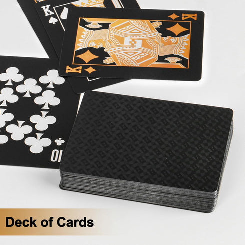 Waterproof Playing Cards, Black Deck of Cards,Plastic Playing Cards, Deck of Waterproof Foil Cards, Cool Poker Cards Set for Card Games in Gift Bo...