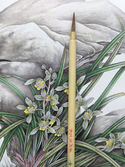 Hu Brush Scriptliner Brush for Traditional Chinese Elaborate-style Painting (Gongbi) and Outlining Inking the lines White Hare Hair LMS (Wesel hai...