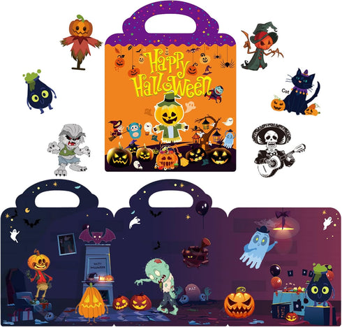 Halloween Sticker Book for Kids 2-4, Reusable Sticker Toys for 1-3 Toddlers Boys Girls Birthday Gifts, Toddler Learning Toys Halloween Educational...