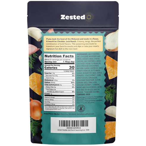 Cheddar Jack Ranch Seasoning - XL 6 oz Bag - Zested Tangy Cheddar Jack and Cream Ranch Spice Blend - Gluten Free and Nut Free - Goes Great On Snac...