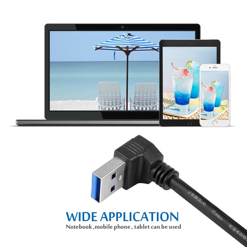 UCEC USB 3.0 Extension Cable, Male to Female 90 Degree Short Extension Cord 6 Inch Extender, Up & Down Angle, 2 Pack (Black)...