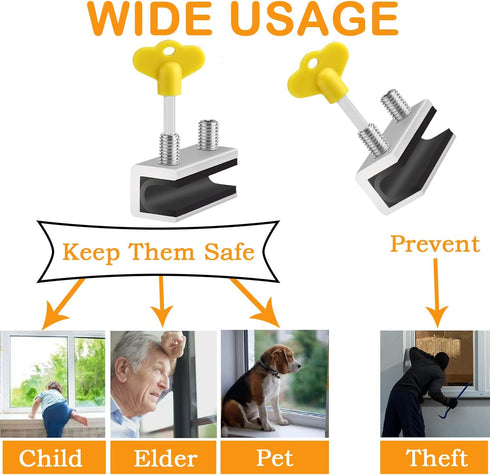 Window Locks, 4 Sets Premium Sliding Window Locks Security Up and Down Window, Vinyl Double window locks for Childproof Home Safety, Adjustable Ve...