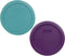 Pyrex 7201-PC 4-Cup (1) Turquoise and (1) Purple Food Storage Replacement Lids - Made in USA...