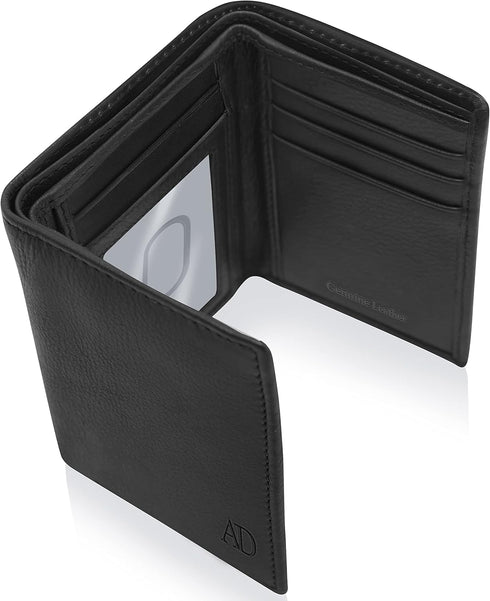 Trifold Wallets for Men - Slim RFID Blocking Wallet for Securing Personal Data - Front Pocket Friendly Genuine Leather Wallet - Mens Wallets Trifo...