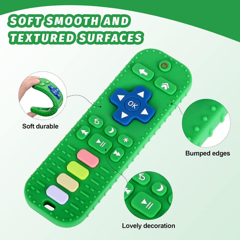 Fu Store 3 Pack Silicone Teething Toys for Infant Toddlers Remote Control Shape Teethers for Babies Chew Toys, Relief Soothe Babies Gums Set, BPA ...