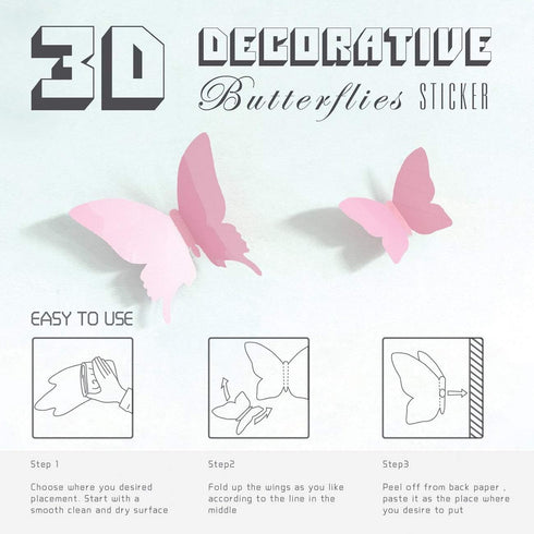 Somotersea 24PCS 3D Butterfly Wall Decal Removable Refrigerator Magnets Stickers Decor for Kids Room Decoration Home and Bedroom Art Mural Rainbow...