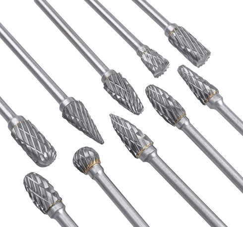 Yakamoz 20Pcs 3mm (1/8") Shank Carbide Burr Set, 3mm & 6mm Double Cut Rotary Files Burrs Die Grinder Bits Burs DIY Woodworking Tool for Wood Metal...