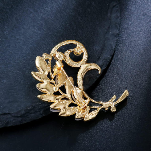Lot 6pcs Opal Cat's Eye Stone Crystal Rhinestone Leaf Flower Brooch Pin set for Women...