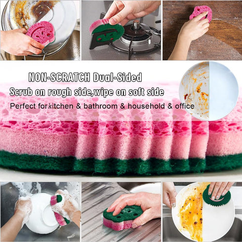 SmilePowo 12 Pack Scrub Sponge,Bulk Sponges,Dual-Sided Multi-Functional Premium Cleaning Sponges,Dishwashing Sponge for Heavy Duty Scouring Pads,B...