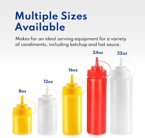 New Star Foodservice 26283 Squeeze Bottles, Plastic, 8 oz, Red, Pack of 6...