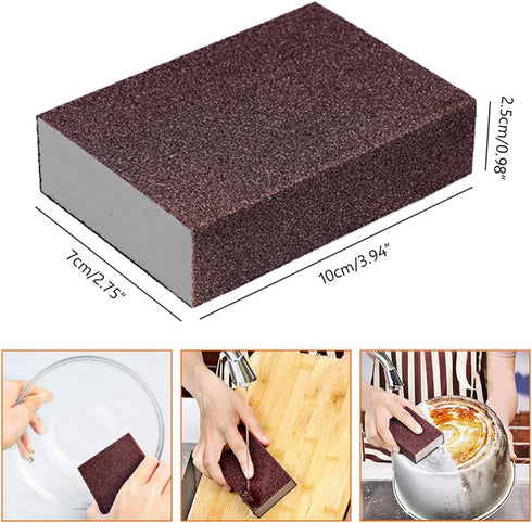 6-Pack Nano Emery Sponge Brush Eraser Scrub, Carborundum Cleaning Sponge Brush Household Cleaning Tools Cotton for Removing Rust Cleaning Kitchen ...