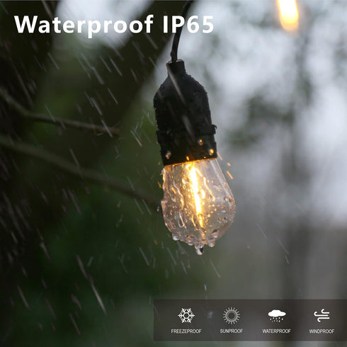 S14 Outdoor String Light Bulbs, Shatterproof Waterproof Replacement Bulbs, 1W Equivalent to 10W, 2200K Warm White Led Light Bulbs, E26 Base 15 Pac...