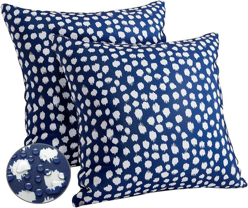 Outdoor Pillow Covers 18x18 Set of 2 Blue Polka Dot Outdoor Waterproof Decorative Pillow Cases Summer Outdoor Sofa Bed Cushion Covers Home Decor G...