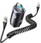 USB C Car Charger Fast Charging PD45W QC45W Mini Cigarette Lighter Car Charger USB C Charger Dual Port with 3FT USB C to Lightning Cable, USBC Car...