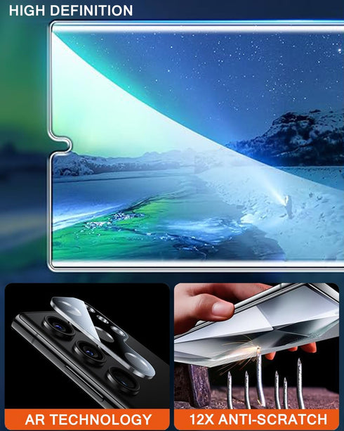 Compatible for Samsung Galaxy S24 Ultra Privacy Screen Protector Tempered Glass with Camera Lens Protector, Support Fingerprint ID Anti-Spy Temper...