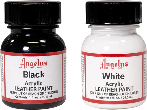 Angelus Brand Acrylic Leather Paint Waterproof 1oz - Black & White Duo...