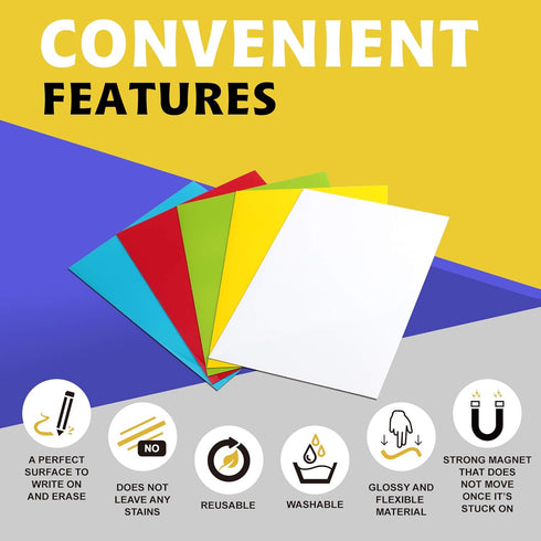 LLPT Dry Erase Magnetic Sheets 6 Packs 8.3" x 12.2" Reusable Washable No Adhesive Trimable Sticker Notes for Refrigerator Desktop Shelf DIY Whiteb...