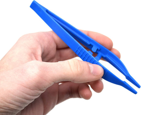 EISCO 5" Disposable Plastic Forceps/Tweezers, Contoured and Corrugated Handle, Pack of 1...