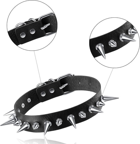 Hicarer 4 Pieces Cool Punk Women Men Biker Choker Heart Gothic Halloween Choker Necklace PU Leather Studded Stone (Black) Faux Leather, Faux Leath...