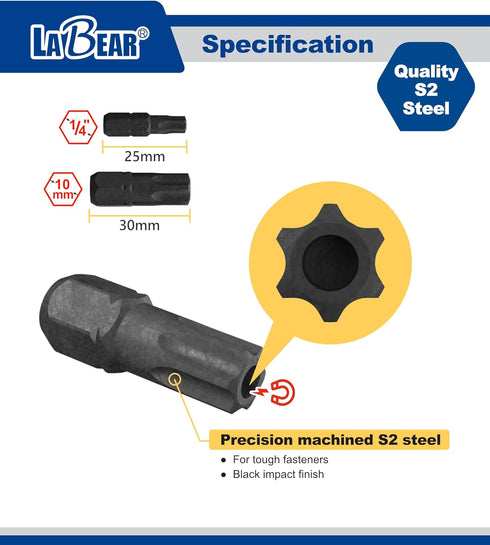 LABEAR-13pcs Tamper Proof Torx Bit Set with bit holder, Premium S2 Alloy Steel | 13-Piece Security Star Bits...