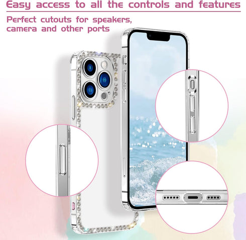 Compatible with iPhone 11 Clear Case Bling Diamond Rhinestone Cute for Girls Women Girly Case Glitter Shiny Sparkle Bumper Design Soft Silicone Lu...