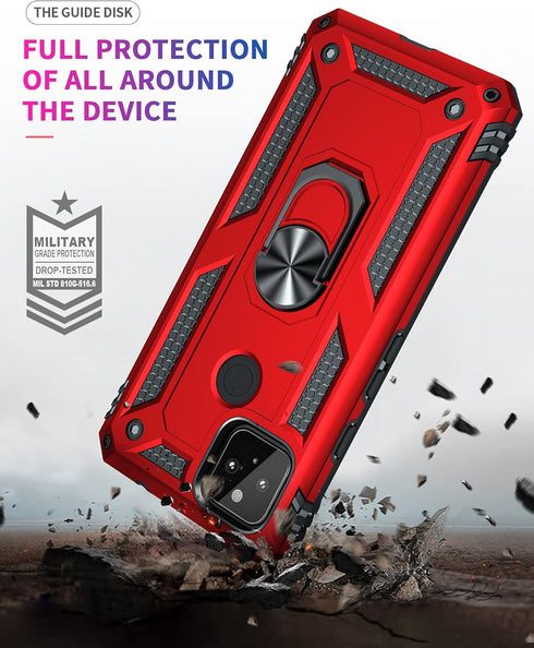 Androgate Designed for Google Pixel 5A Case with HD Screen Protectors, Military-Grade Metal Ring Holder Kickstand 15ft Drop Tested Shockproof Cove...