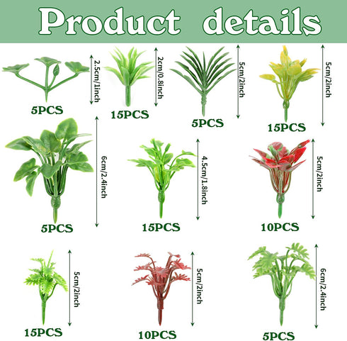 100pcs Mini Model Plant Miniature Model Tree Flower Green Shrub for Fairy Garden Diorama Train Scenery Railway Sand Architecture Model Craft Suppl...