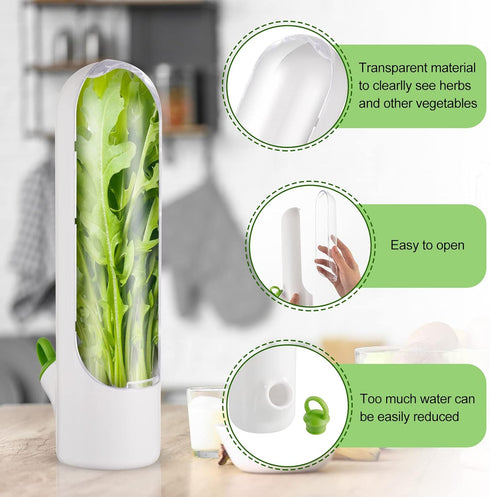 Herb Saver Pod Herb Keeper Vegetable Fresh Cilantro Containers for Refrigerator Keeping Bottle Herb Preserver for Mint Fridge Storage, Keeps Green...