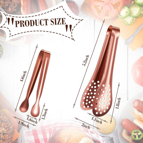 12 Pieces Mini Serving Tongs Small Tongs Serving Utensils, Ice Tongs Mini Sugar Tongs, Small Tongs for Appetizers, 5 Inch and 4 Inch(Rose Gold)...