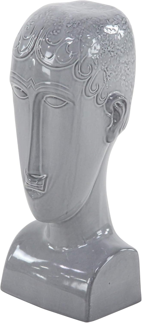 Deco 79 Ceramic People Face Sculpture, 5" x 5" x 13", Gray...
