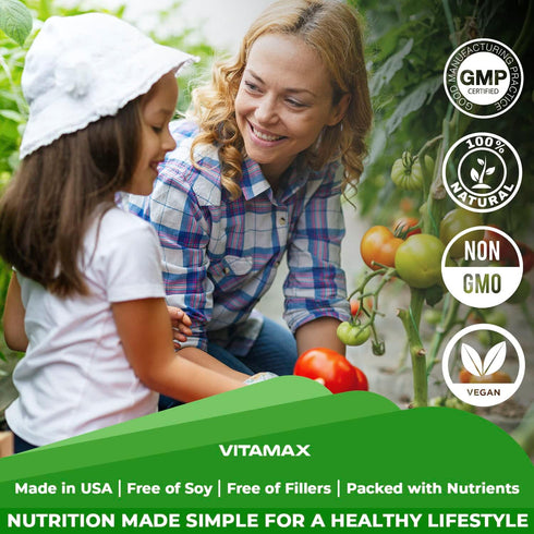 Vitamax Super Fruit and Vegetable Supplements – Organic Whole Superfood Vitamins & Minerals – 90 Veggie and 90 Fruit Capsules for Women, Men, and ...