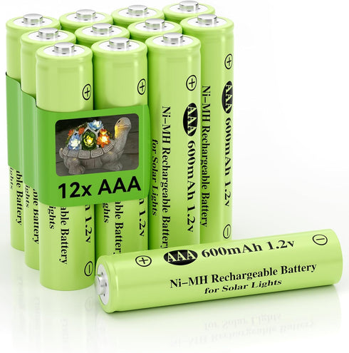 1.2v AAA Ni-MH Rechargeable Battery, Triple A 600mAh 1.2V Rechargeable Battery Pre-Charged, Low Self - Discharge for Outdoor Solar Lights, Solar P...