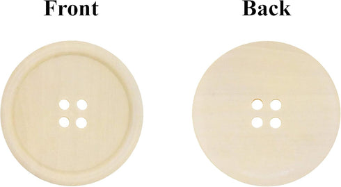 Mandala Crafts Giant Wooden Buttons for Sewing - 20 Assorted 2 Inches Clear Coated Natural Wood Sewing Buttons in Bulk for Crafts, Decorative Proj...