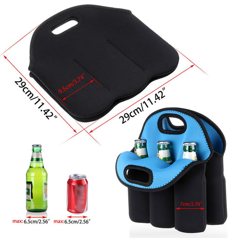 Hipiwe 6 Pack Bottle Can Carrier Tote Insulated Neoprene Baby Bottle Cooler Bag Water Beer Bottle Holder for Travel with Secure Carry Handle...