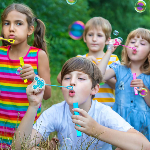 Mouse Party Favors 24Pcs Glitter Mouse Bubble Wands for Kids Cute Mouse Ear Bubble Wand for Cartoon Mouse Theme Birthday Party Supplies Classroom ...