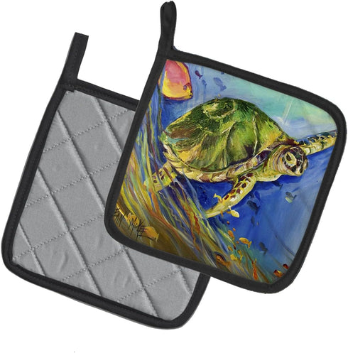 Caroline's Treasures JMK1262PTHD Loggerhead Sea Turtle Pair of Pot Holders Kitchen Heat Resistant Pot Holders Sets Oven Hot Pads for Cooking Bakin...