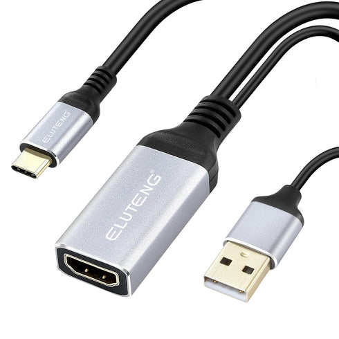 ELUTENG HDMI Female to USB C Male Adapter 4K@60Hz Portable HDMI Input to Type C Output Converter Cable Thunderbolt 3 Adapter Compatible for Micros...