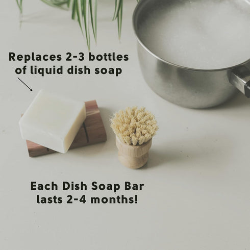 Solid Dish Soap Bar | Bergamot + Lime | Natural, Zero Waste Soap | Plastic-Free Dish Soap Block | USDA Certified Organic Ingredients | Vegan-Frien...