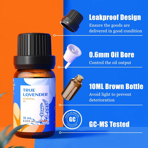HIQILI Essential Oils for Diffusers for Home?Top 6 Gift Essential Oil Set?Include Lavender, Orange, Peppermint, Tea Tree, Eucalyptus, Lemongrass?B...
