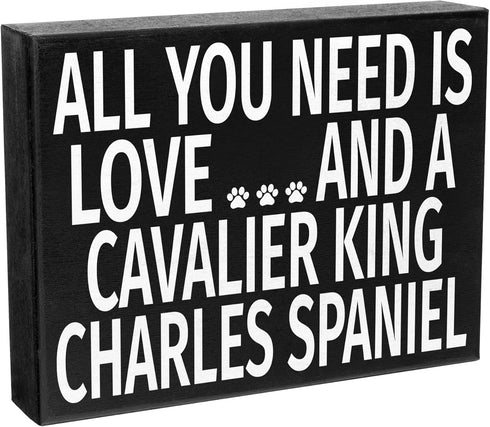 JennyGems All You Need Is Love and a Cavalier King Charles - Wooden Dog Lover Gift Sign - Christmas Gift for Cavalier Owners - Rustic Shelf Decor ...