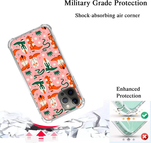 Cute Cowboy Case Compatible with iPhone 15 Pro Max, Aesthetic Cowboy Boots Snakes Pattern Case for iPhone 15 Pro Max, Trendy Unique Design TPU Bum...